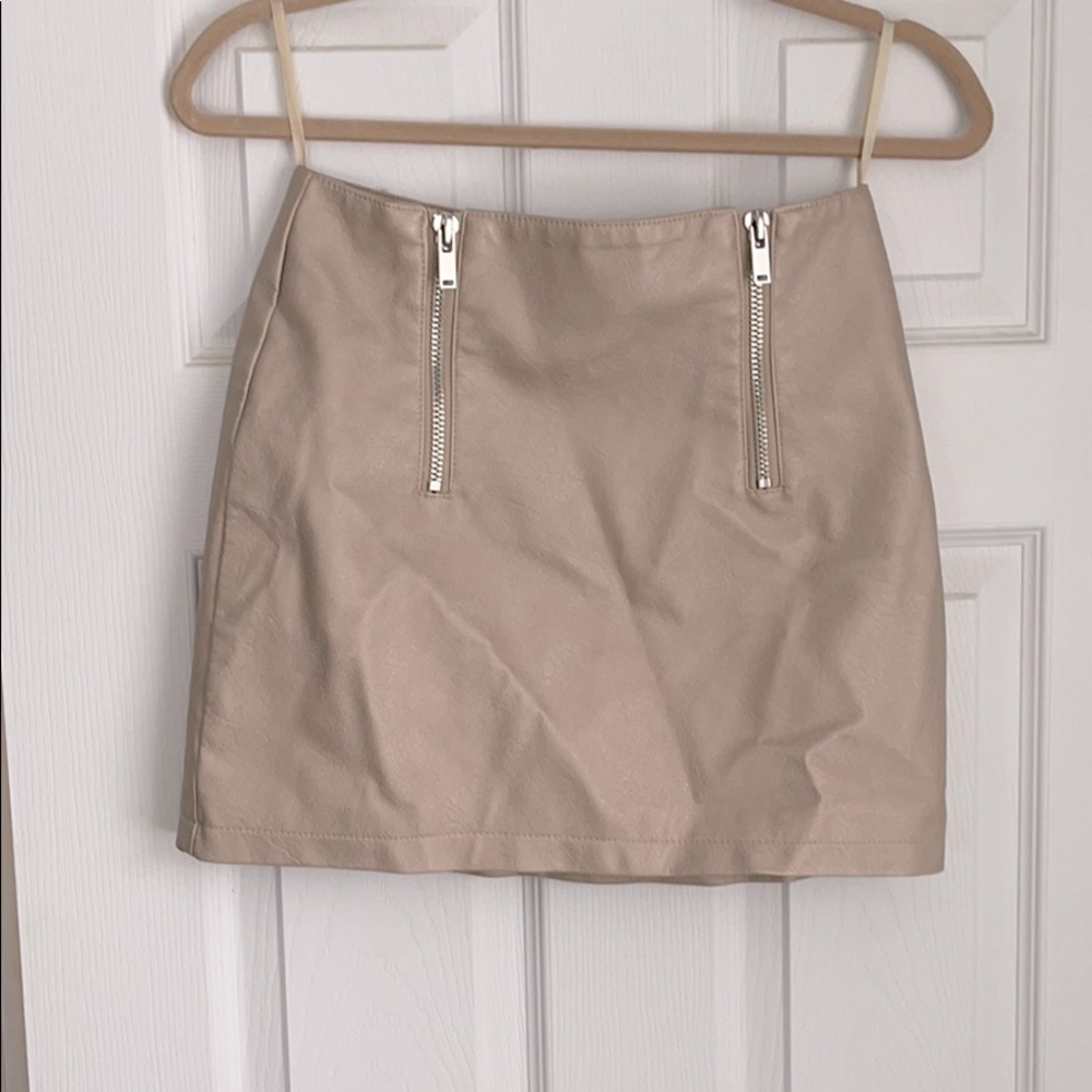 Champagne colored leather skirt